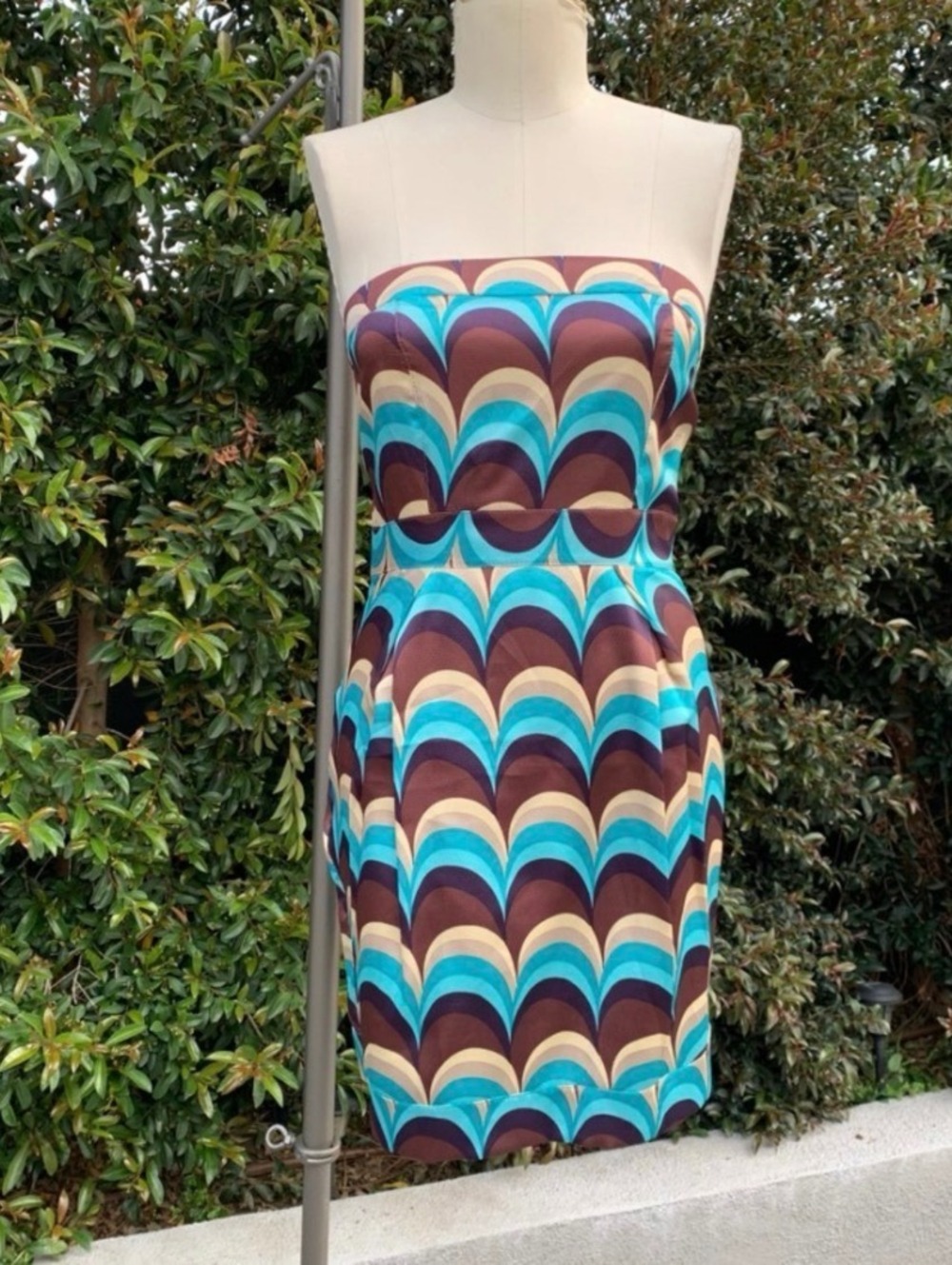 Vintage NWT Mod Geometric Strapless Mini Dress USA Made Women’s Small Y2K 2000s